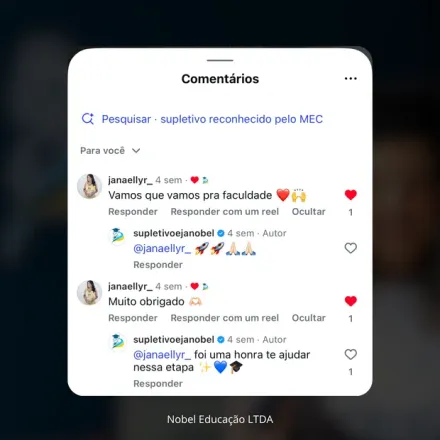 Print de avaliação no Google de aluno formado pela Nobel