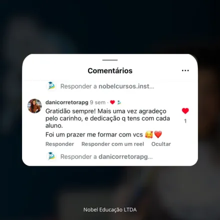 Print de avaliação no Google de aluno formado pela Nobel