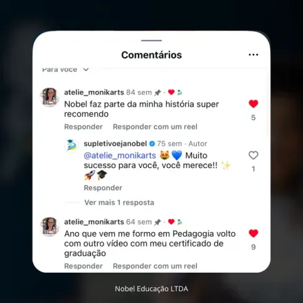 Print de avaliação no Google de aluno formado pela Nobel