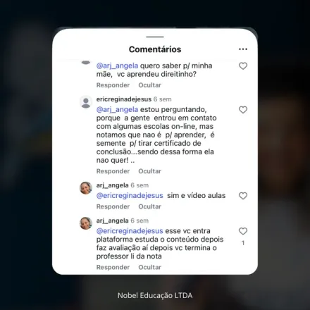 Print de avaliação no Google de aluno formado pela Nobel