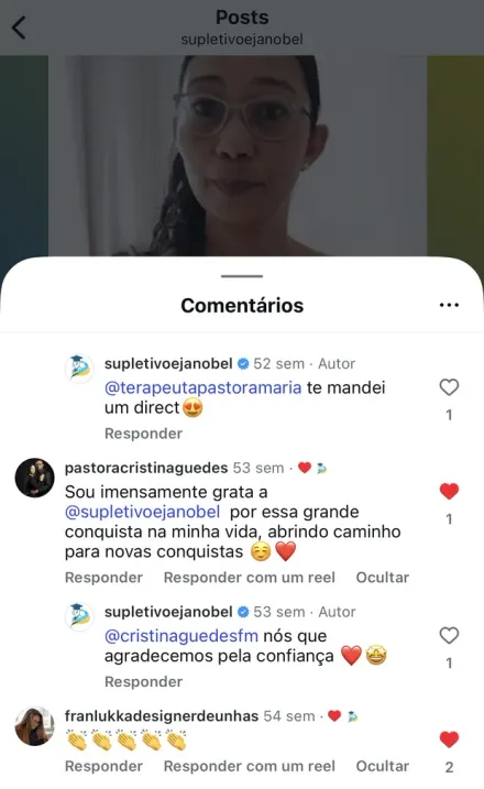 Print de mensagem no Instagram de aluno formado pela Nobel