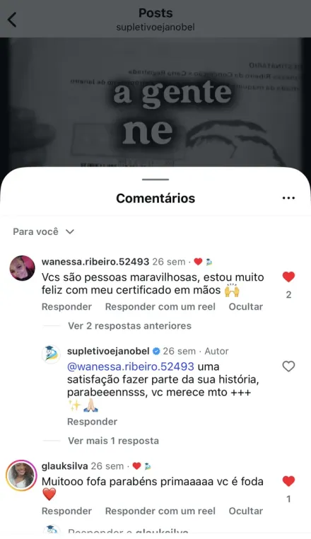 Print de mensagem no Instagram de aluno formado pela Nobel