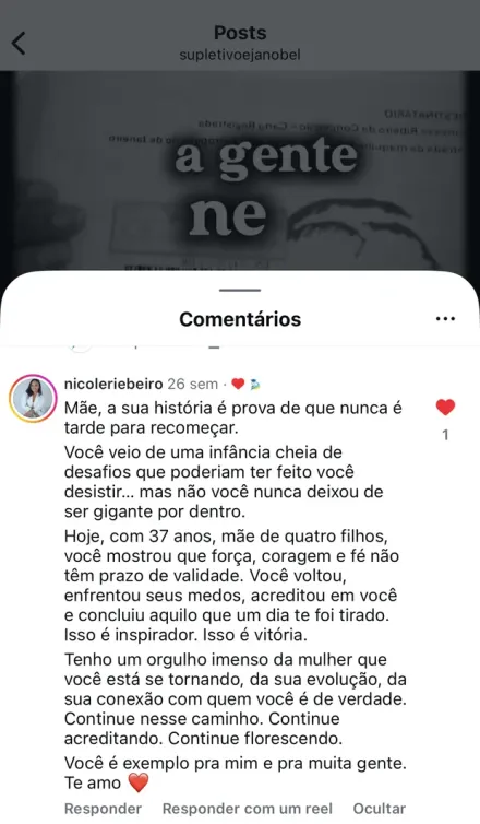 Print de mensagem no Instagram de aluno formado pela Nobel