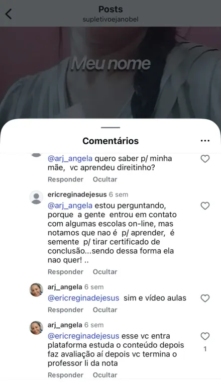 Print de mensagem no Instagram de aluno formado pela Nobel